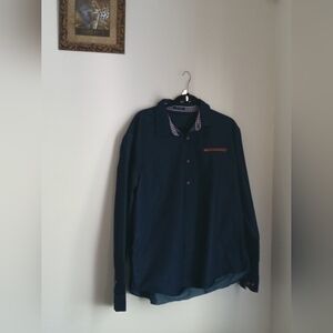 Coofandy Shirt Men 3XL Navy Blue Button-Down Classic Office Academia Party Y2K